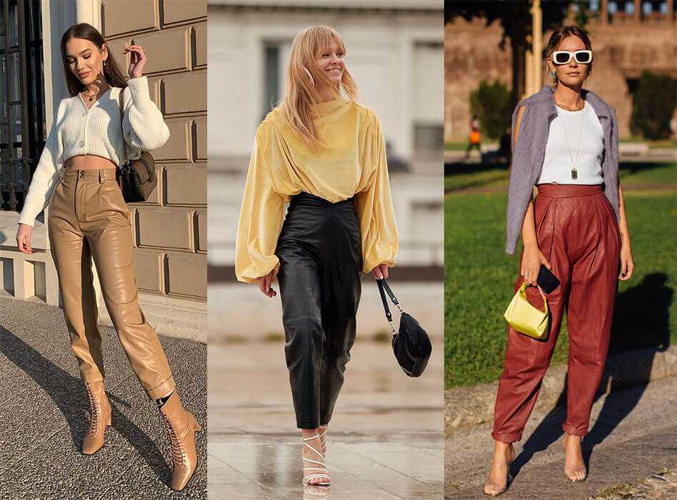 Кожаные женские брюки: с чем носить, луки со штанами под кожу