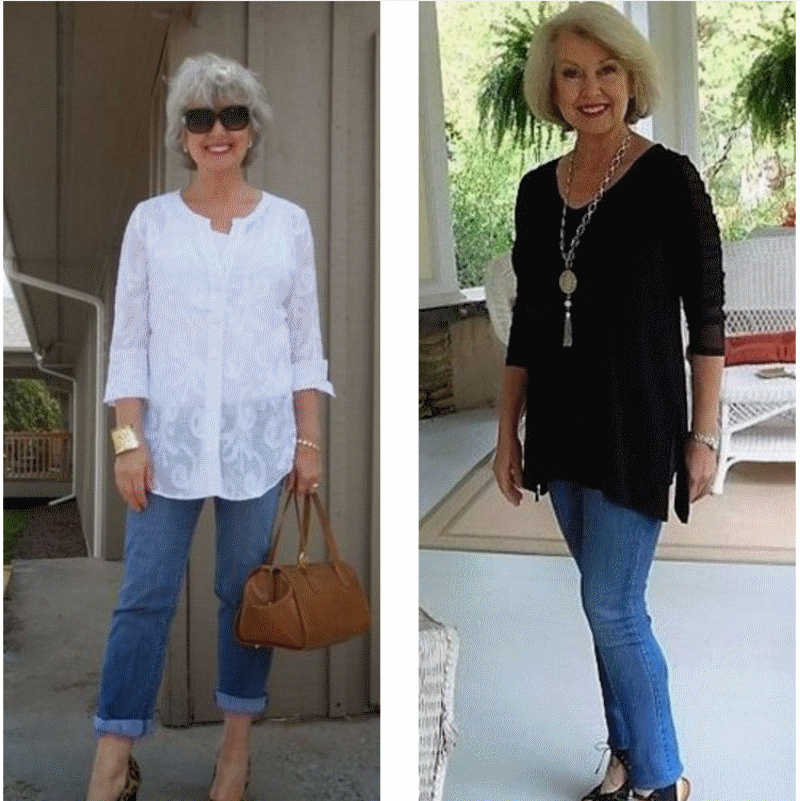 Джинсовая одежда для полных женщин за 50 лет