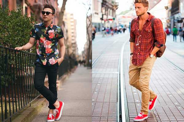 Красные мужские кроссовки с чем носить фото