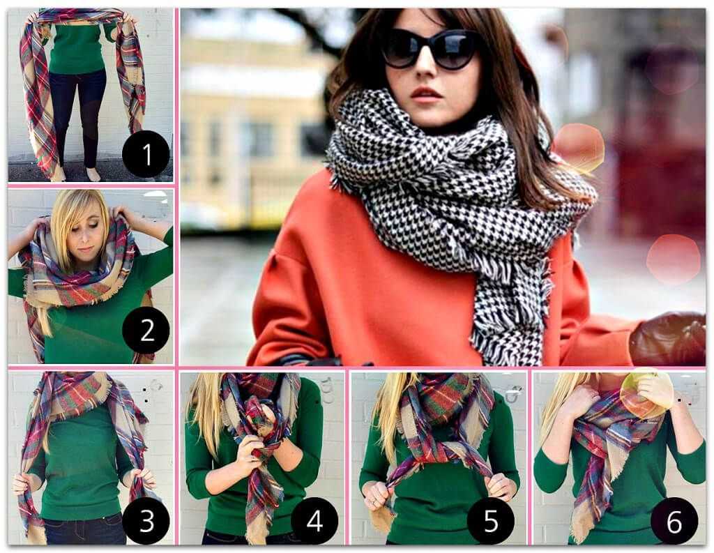 Как модно завязать шарф на пальто женское