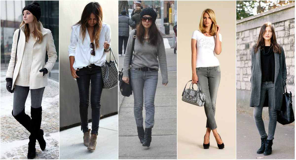Серые джинсы женские: 30 стильных образов, с чем носить
