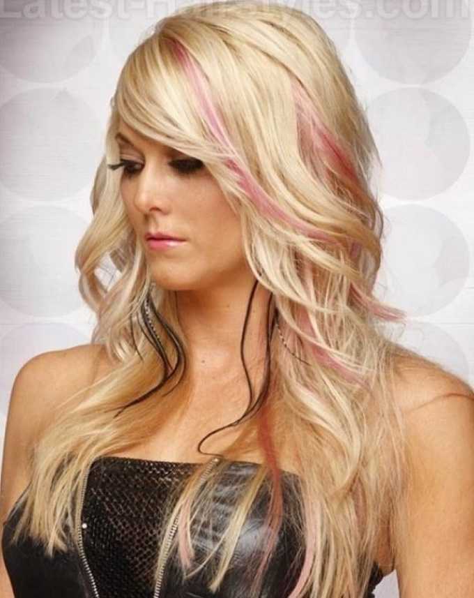 Покраска волос прядями широкими в блондинку