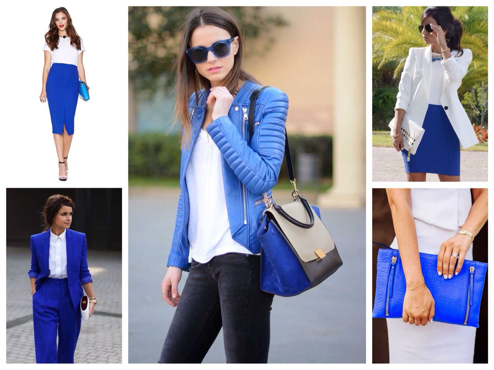 Сочетание темно синего с другими цветами в одежде для женщин