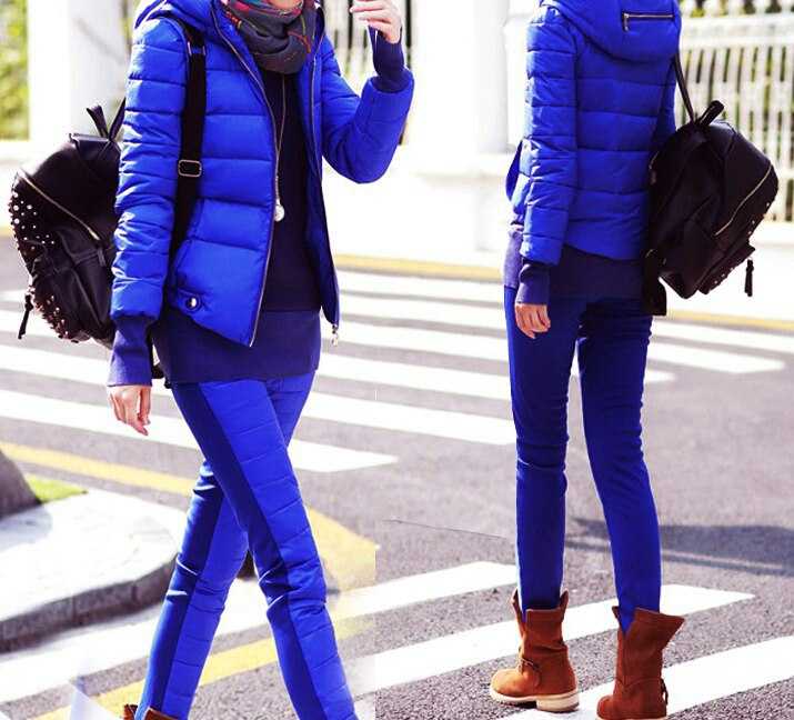 Что одеть с синей курткой женщине