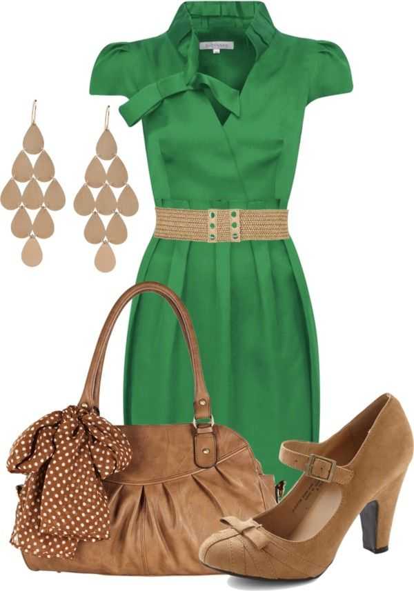 Каким цветом туфли к зеленому платью