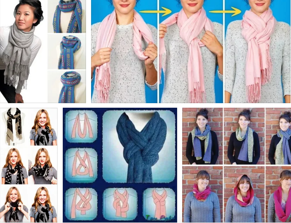 Как можно завязывать шарфы с пальто