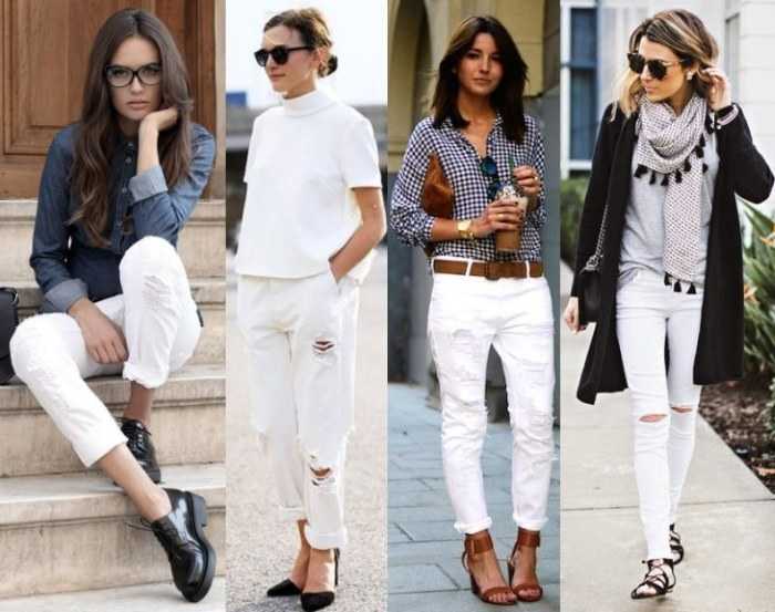 С чем одевать белые джинсы