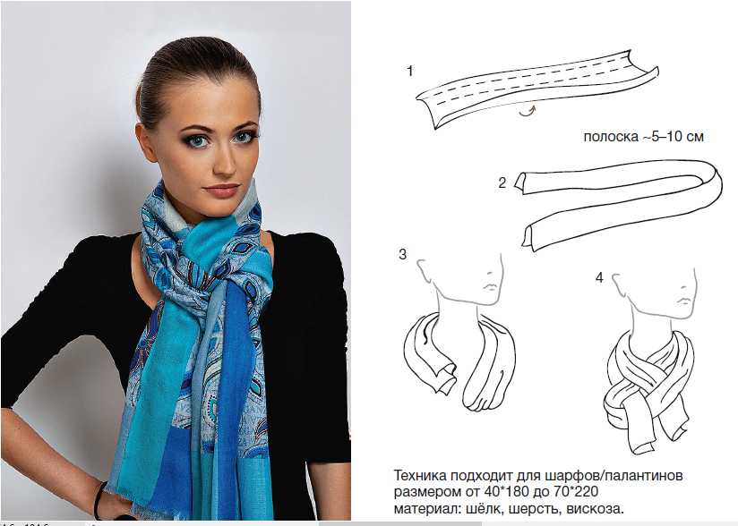 Как завязать тонкий шарф на шее женщине
