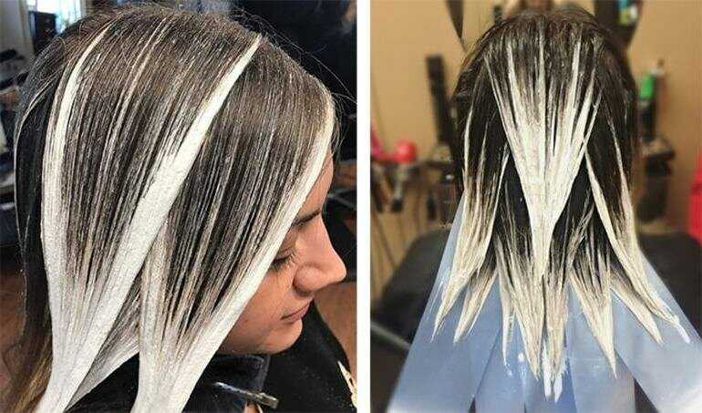 Как сделать белое мелирование на темных окрашенных волосах