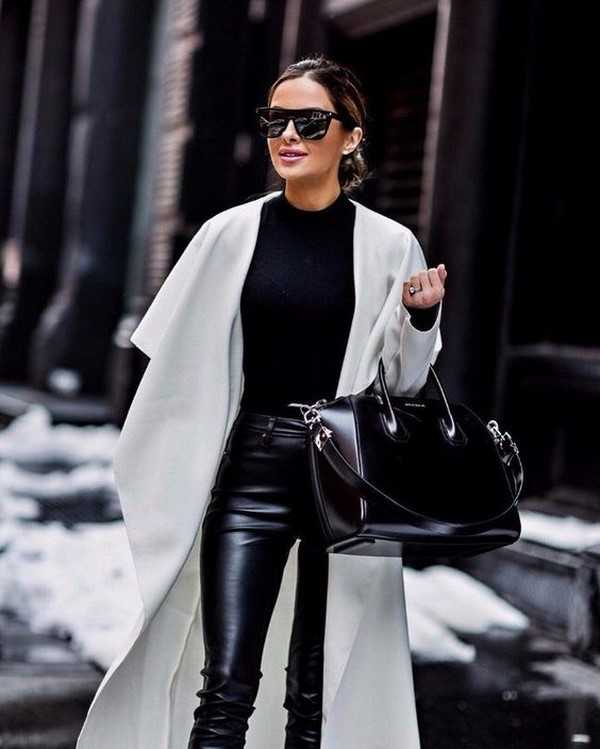 С чем носить черное пальто: модные советы с фото